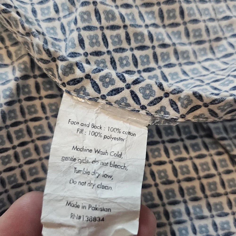Pakistan Kantha‎ 100% Cotton Pillow Case Blue Paisley Bohemian Ocean